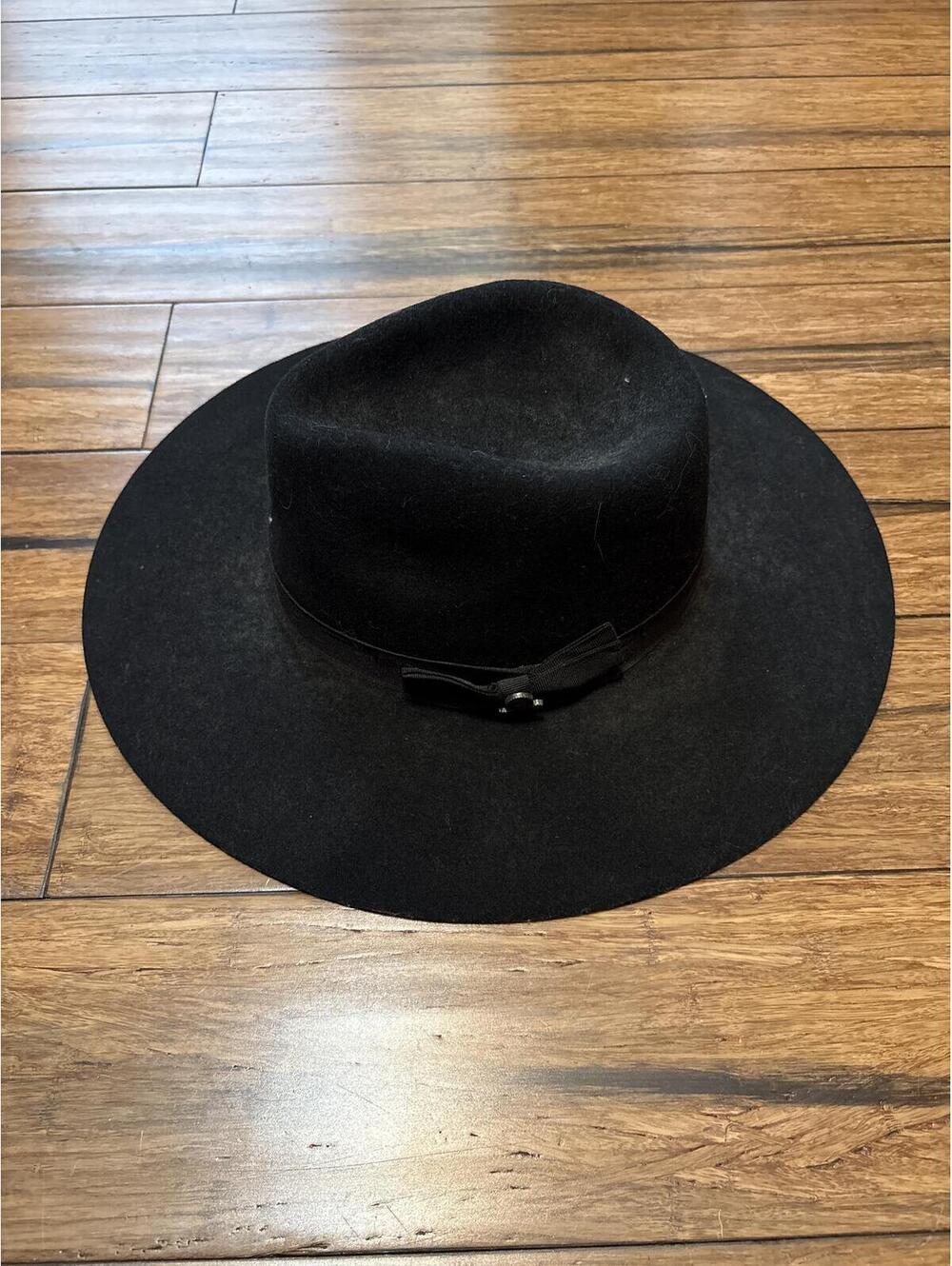 Charlie 1 Horse Highway Cowgirl Black Felt Fedora Hat Size Medium Ribbon Accent - Picture 4 of 9